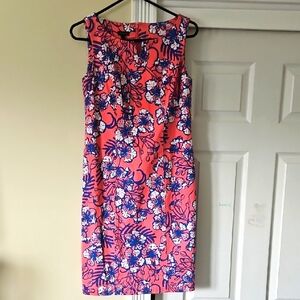 Floral Sleeveless Dress - Pink and Blue
